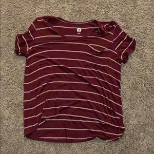 Maroon striped pocket shirt